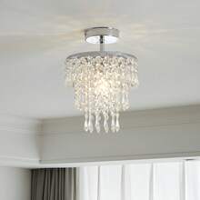 Small Luxury Crystal Chandelier, Loft Light, Hallway Light, Crystal Branch Chandelier, Three-Tier Crystal Raindrop Light, Decorative Light, Ceiling Light, Crystal Lamp, Suitable For Bedroom, Hallway, Living Room, Girl's Room, Dining Room, Bathroom. (Light Source Not Included) - Gold - View 10