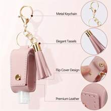 1 suport pentru sticlă de dezinfectant pentru mâini, sticlă goală de călătorie, reîncărcabilă pentru săpun, loțiune și lichid, sticlă reutilizabilă cu capac rabatabil de 30 ml cu breloc cu capac rabatabil, suport pentru dezinfectant pentru mâini, drumeții, călătorii în aer liber, decor pentru baie, decor de toamnă, înapoi la școală