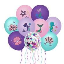 9pcs/Set Mermaid Theme Balloon Set With Fish Tail & Shell Design, Suitable For Birthday Party Decoration, Mermaid Themed Party - Multicolor - View 1