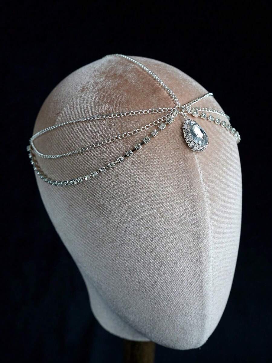 Bohemian Crystal Brow Hair Jewelry, Forehead Chain Headband Tiara, Bridal Crown Wedding Headpiece