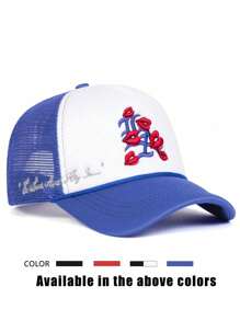 1 pièce Casquette snapback à fausse fourrure brodée LA, chapeau de soleil ajustable pour l'extérieur pour hommes et femmes, convient aux voyages et à la plage au printemps/automne, style Y2K