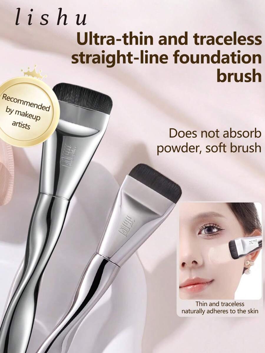 lishu Foundation Brush,No Streaks And No Waste Foundation, Flat Top Foundation Brush With Flat Angled Design, Perfect Finish, Beginner-Friendly