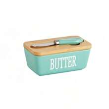 1pc 350ml Ceramic Butter Jar With Lid And Butter Knife, 4 Colors Available - Perfect For Home Cheese Jar, Butter Box, Butter Knife, Cheese Knife, Scraper - Butter Container, Sealed Butter Box, Butter Dish