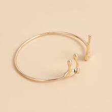 1pc Fashionable Lava Open Bangle Bracelet, European & American Style Metal Liquid Drop Design For Women - Gold - View 3