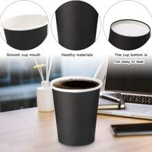 24/48 Stücke Pappbecher, 9oz Einweg-Kaffeetassen und Teebecherför heiße und kalte Getränke, Geburtstags-,Hochzeits-,Party,- und Feiertagszubehör für Picknicks, geeignet für Restaurants, Foodtrucks, Küchen, Büros, Schwarz