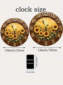 2D Flat Retro Sunflower Halloween Wooden Wall Clock - Silent Quartz Movement, Vibrant Floral Design,Wood Round Clock For Living Room, Kitchen, Dorm Decor (AA Battery Not Included), Living Room Decor | Retro Wall Clock | Quartz Movement Clock