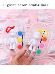 Set de 3 llaveros con diseño de oso de graffiti manual DIY y estilo aleatorio, abre la imaginación de los niños, regalos significativos para fiestas, también son un excelente relleno para calcetines navideños