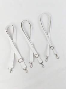 DIY Shoulder Strap, Bag Accessories Strap, Wallet Replacement Strap, Full Grain Microfiber Leather, Adjustable Crossbody Shoulder Strap, Black/Gold/Silver Hardware - White - View 7