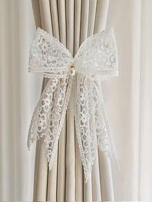 Two Pieces Lace Bow Curtain Tape, French Tulle Curtain Tape, Elegant Curtain And Tulle Decorative Rope, Mother's Day/Christmas Gift - White - View 8