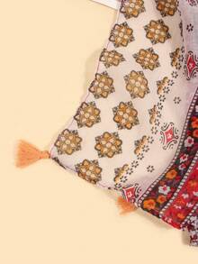 1pc Women's Linen Printed Beach Shawl/Scarf, Suitable For Sun Protection, Middle East Turban, Daily Use, Spring/Summer - Multicolor - View 3