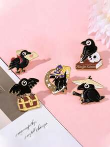 1pc Metal Bird Brooch, Cute Raven Zinc Alloy Enamel Pin, Fashionable Lapel Pin, Button Pin School