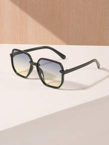 1 Pc Women Y2K Vintage Square Frame Green Full Frame Fashion Fashion Glasses, Suitable For Casual, Travel, Outings