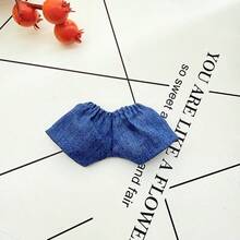 1pc Doll Outfit Striped Shirt Blouse, Preppy Style Top With Jeans Skirt And Glasses Set