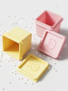 Set de 6 recipientes de silicona para almacenamiento de alimentos para bebés con patrones aleatorios, cajas divisoras aptas para congelador con tapas, bandejas para puré hecho en casa