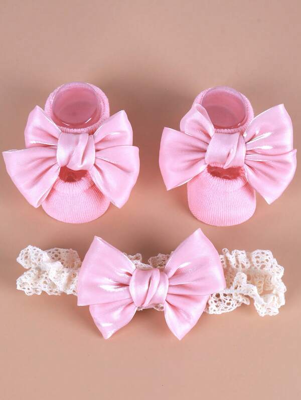 3 قطعة/مجموعة من الجوارب والشريط للرأس الخاص بالأطفال، بأسلوب الكرتون الكوري، شريط للشعر لحديثي الولادة، إكسسوارات جميلة