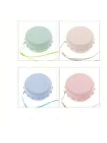 1pc 130ml Reusable Compact Travel Collapsible Cup, Portable Wheat Straw Cup, Retractable Cup For Travel, Students, Office, Creative Folding Plastic Cup With Random Color Lanyard