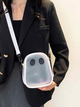 1 قطعة شكل شبح شفاف حقيبة الكتف، تصميم شبح جميل ومضحك، حقيبة كروس بودي، حقيبة شاطئ موضة للنساء، مناسبة لحفلات وعطلات