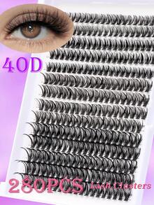 Lash Clusters 280pcs Individual Lashes 40D DIY Lash Extensions D Curl Lash Clusters False Eyelashes Natural Look 8-16mm Mix Cluster Eyelash Extensions EASY TO USE 8-16mm Mix Cluster Lashes 280pcs 40D DIY Eyelash Extension D Curl Long Individual Lashes Mixed Tray Faux Mink Lash Clusters Extensions - View 1