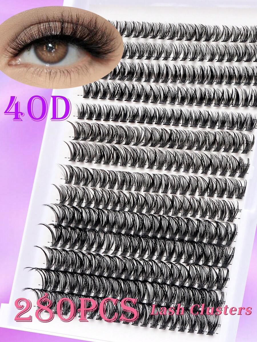 Lash Clusters 280pcs Individual Lashes 40D DIY Lash Extensions D Curl Lash Clusters False Eyelashes Natural Look 8-16mm Mix Cluster Eyelash Extensions EASY TO USE 8-16mm Mix Cluster Lashes 280pcs 40D DIY Eyelash Extension D Curl Long Individual Lashes Mixed Tray Faux Mink Lash Clusters Extensions - View 1