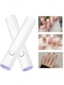 1pc Handheld UV Nail Lamp, Mini Nail Lamp, Portable LED Nail Lamp, Wireless USB Rechargeable Quick-Drying Nail Lamp, Pink Rechargeable Straight Tube Nail Lamp, Small Portable Battery-Powered Mini Nail Lamp, Handheld Phototherapy Lamp, Handmade Nail And Nail Art Phototherapy Lamp, Nail & Beauty Products, ABS Material, Suitable For Vacation/Home/Gift/Nail Salon/Spa - Multicolor - View 6
