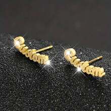 Personalized Shiny Name Three-Dimensional Earrings, Customized Text Stainless Steel Earrings, Minimalist Matte Shiny Jewelry, Suitable For Daily Wear, Unisex Couple Gift Accessories - Multicolor - View 2