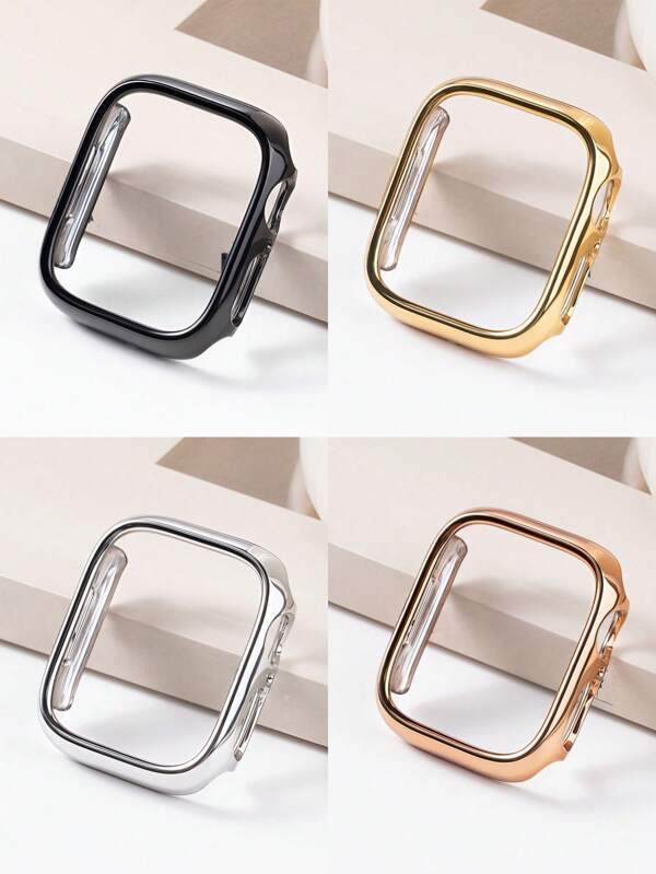 4 Packs Hard Material Electroplated Gold Hollow Frame Protective Frame Compatible With Apple Watch Case Ultra 10 SE 9/8/7/6/5/4/3/2/1 Compatible With Apple Watch Case Smart Watch 40 MM/41mm/42 MM/44 MM/45 MM/46 MM Ultra-Thin Cover Shockproof Bumper Case Leisure Anti-Shock Anti-Scratch Anti-Collision Sensitive Touch ((No Glass) For Apple Watch For Women Man