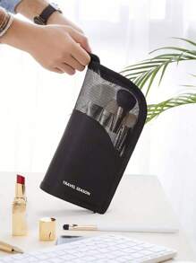 High Capacity Upright Makeup Brush Holder Case, Suitable For Women - Portable And Easy To Use, Storage Box Organizer, Organize, Table Organizer, Organizer, Storage, Bathroom, Jewelry Box, Jewelry Organizer, Jewellery Box, Makeup Organizer, Vanity Organizer, Storage, Boho Vibes Travel Essentials Travel Accessories Vacation Summer Holiday Back To School