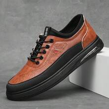 Casual Shoes, Sketching Design, Basic Model, Microfiber Leather Lace-Up, Suitable For Office, Home, All Seasons - Brown - View 4