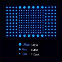 202 piezas Pegatinas de estrellas fluorescentes para techo, Adhesivos de pared luminosos, Pegatinas decorativas de estrellas 3D tipo punto para dormitorio o regalo de cumpleaños - Azul - Ver 9
