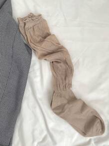 1 Pair/3 Pairs Ladies Solid Color Knee High Socks, Black White Gray, Comfortable And Soft For Everyday Use