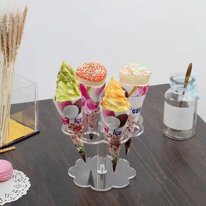 1pc Cone Shaped Acrylic Display Stand, Tabletop Decor For Cakes, Ice Cream Cones, Waffles