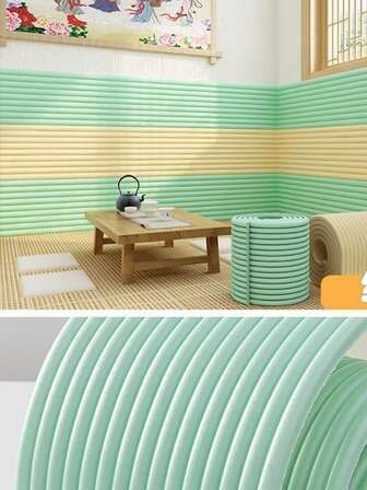 1 Pieza Decoración del hogar, Paneles de pared 3D, Pegatina de pared acolchada blanda a prueba de colisiones, Protector de pared de cabecera de tatami acolchado, Alféizar de ventana, Inodoro, Frío, Termo-aislante, Adhesivo extraíble, Adhesivo fuerte, Fácil de usar