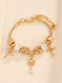 1pc Summer Beach New Minimalist Fashion Angel Wing Heart Adjustable DIY Beaded Bracelet For Women