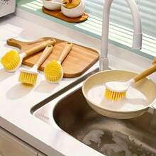 Spazzola per pulizia da cucina con manico lungo, multiuso - Setole durevoli, adatta per pentole, padelle e piatti - Utilizzo applicabile in bagno, camera da letto, soggiorno e all'aperto, Spazzola per cucina resistente