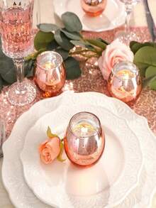 12 Candelabros rosas - Candelabros de velas de té rosas, Candelabros de vidrio, Adecuados para decoración de fiesta de cumpleaños, decoración de mesa de festival, Halloween, decoración navideña