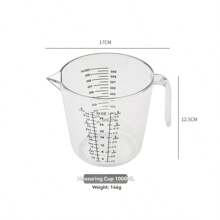 1 Stück transparenter Kunststoff Messbecher mit Skala, Messwerkzeug für die Küche aus dickem PS Material