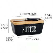 1pc 350ml Ceramic Butter Jar With Lid And Butter Knife, 4 Colors Available - Perfect For Home Cheese Jar, Butter Box, Butter Knife, Cheese Knife, Scraper - Butter Container, Sealed Butter Box, Butter Dish