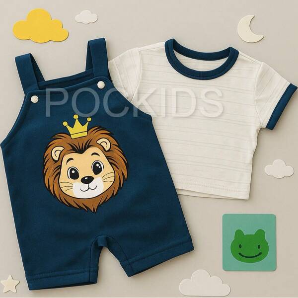Jardineira de bebê menino + camisa leão Roupinha de bebê menino