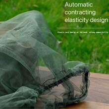 1pc Outdoor Anti-Mosquito Mesh Automatic Shrinking Anti-Insect Cap Camping Versatile Anti-Mosquito Cap Outdoor Fishing Cap