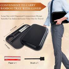 Premium Rolling Tray With Odor Proof Lid For Display And Storage, Storage Serving Tray With Storage Grid And Mobilephone Holder, Muti-Functional Use, Black - Black - View 2
