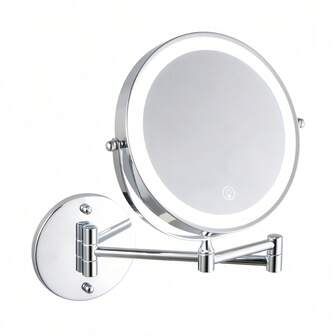 [LED 化妆镜] 10 倍照明放大壁镜 LED 化妆镜，具有 3 种颜色模式、1X/10X 放大率 USB 充电、触摸屏、360° 旋转和可延伸用于浴室，可延伸至 13 英寸浴室装饰秋季装饰化妆收纳盒浴室配件返校