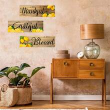 3 Pcs Lemon Art Wall Decor, Inspirational Quote Hanging Decorations, Fresh Lemon Pattern, Suitable For Bedroom, Living Room, Bathroom, Home Decor, Best Housewarming Gift