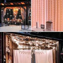 1 Peça 100/200/300 LED, 3X1/3X2/3X3M, Luzes de Cortina Alimentadas por Energia Solar com 8 Modos, Luzes de Fada Guirlanda Casamento Decoração de Natal para Casa Ramadã Festival Lâmpada, Luzes de Tira LED Solares de Fada, Luzes de Fada Solares Frescas de Jardim