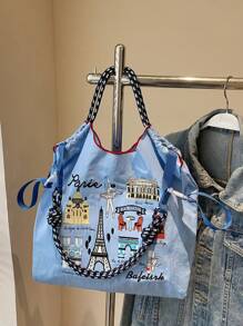 Borsa da donna 2025 nuova, borsa a tracolla di grandi dimensioni, borsa a tracolla monospalla di nicchia per pendolari, borsa casual versatile minimalista di moda, comoda in tessuto di nylon con design color-block, tracolla lunga regolabile, borsa shopping ampia apertura, popolare in autunno e inverno