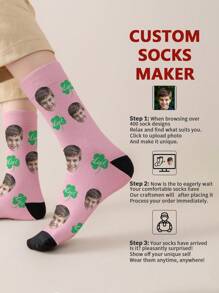 1 paire de chaussettes mi-mollet personnalisées pour hommes. Vous pouvez mettre n'importe quel visage sur les chaussettes. Chaussettes personnalisées avec photos, chaussettes moyennes et longues amusantes et personnalisées, conviennent pour des occasions telles que la Saint-Valentin, les anniversaires et les cadeaux.