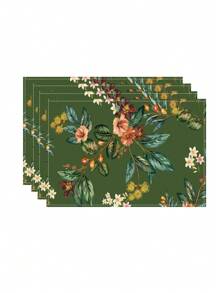 1/4 pièces Dessous de plat en lin bohème coloré, accessoires de cuisine à motif floral, dessous de plat élégants résistants à la pollution, conviennent pour la maison, la salle à manger, la décoration de restaurant