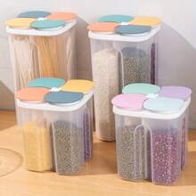 1pc Multi-Compartment Sealed Food Storage Container, Large Capacity Sealed Food Storage Container, Multi-Grid Moisture-Proof Transparent Sealed Fresher Box With Sealed Cover, Transparent Plastic Dry Goods Organizer For Pasta, Cereal, Grains, Kitchen Pantry Organization, Food Contact (Random Color & Style)
