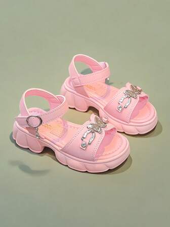 Children Flat Sandals New Girls Versatile Luxurious Fashion Soft Sole Little Princess Shoes Middle & Big Kids Non-Slip Beach Shoes, Summer