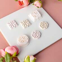 1pc Vintage Geometric Floral Pattern Polymer Clay Mold, Clay Cutter For Soft Clay Jewelry Making Kit - White - View 8