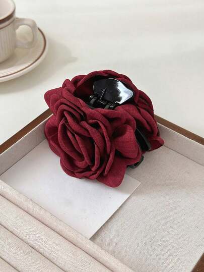 1pc Fabric Multilayer Large Rose Flower Hair Claw Clip Hair Clips Hair Jaw Clip Hair Clamps Hair Clutch Hair Claw Clip, Beach Accessories Fall Winter Hair Accessories For Women For Vacation Outfits Woman Summer